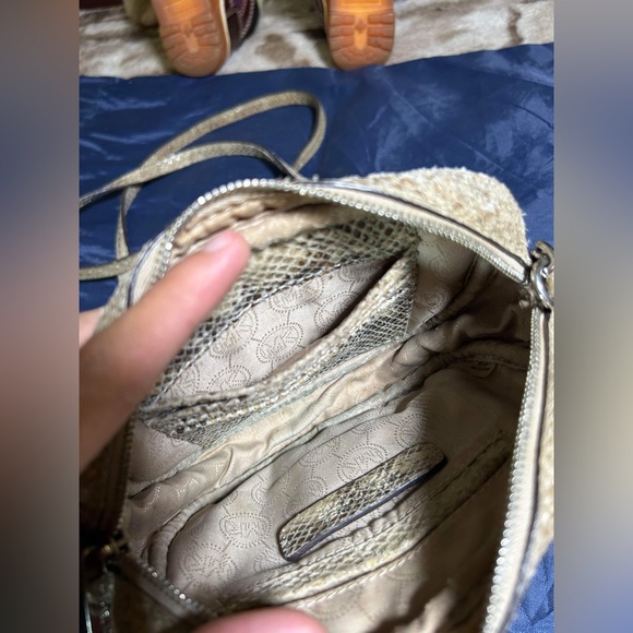 Michael Kors Mini Crossbody Bag Chain Strap Black Snake Print Purse - Picture 9 of 12